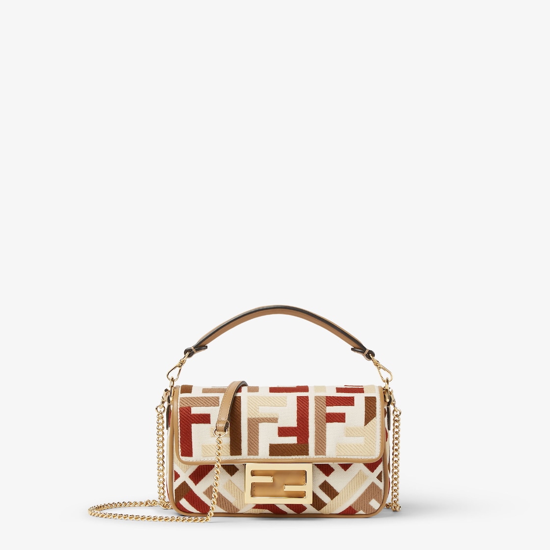 FENDI Baguette® Mini Canvas bag with multicolor FF embroidery - Image 1